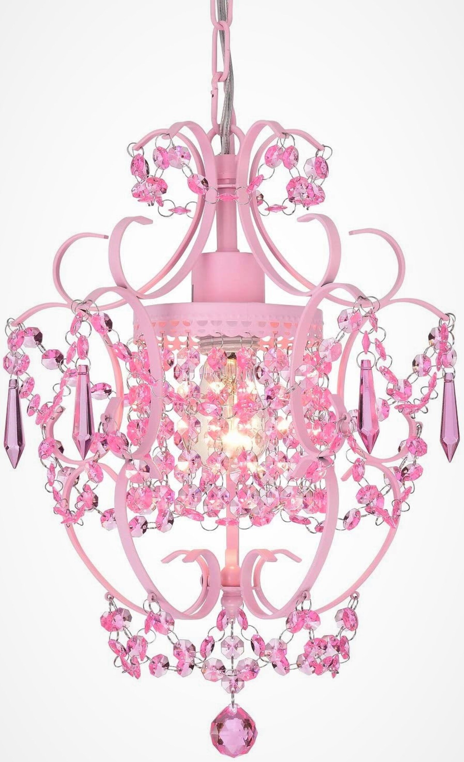 Pink Chandelier Mini Crystal Chandeliers Light Fixture 1 Light Etsy