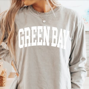 Comfort Colors® Green Bay Long Sleeve T-shirt, Green Bay Fan Crewneck, boho classy Green Bay Shirt, Green Bay Gift, College Student gift