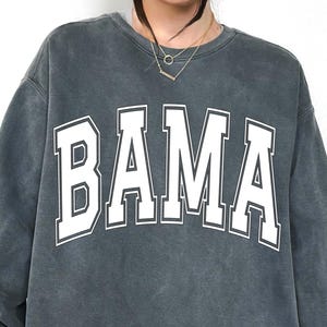 Bama Sweatshirt, Comfort Colors® Alabama Sweatshirt Varsity Style Crewneck Cute Vintage Retro Alabama Sweatshirt Alabama Unisex Crewneck