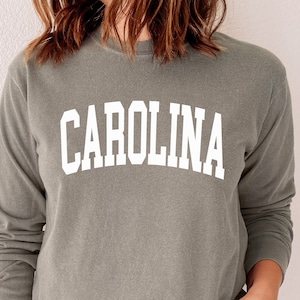 Comfort Colors® Minimalist Carolina Long Sleeve T-shirt, Classy, Carolina Fan Vintage Carolina Shirt Carolina Gift College Student gift Boho