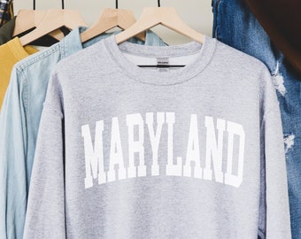 Minimalist Maryland Sweatshirt, Maryland Fan Crewneck Sweatshirt, Vintage Maryland Sweatshirt, Maryland Gift, College Student gift