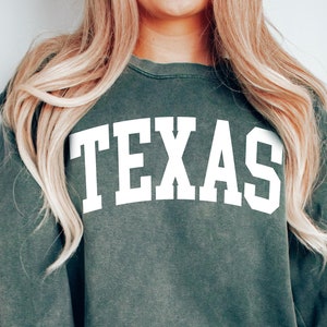 Comfort Colors® Texas Sweatshirt, Texas Crewneck, Austin Texas, Preppy Sweatshirt State Trendy Sweatshirt Aesthetic Sweatshirt Trendy Hoodie