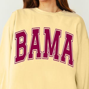 Bama Sweatshirt, Comfort Colors® Alabama Sweatshirt Varsity Style Crewneck Cute Vintage Retro Alabama Sweatshirt Alabama Unisex Crewneck