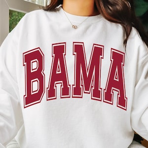 Bama Sweatshirt, Comfort Colors® Alabama Sweatshirt Varsity Style Crewneck Cute Vintage Retro Alabama Sweatshirt Alabama Unisex Crewneck