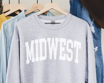 Midwest Sweatshirt, Boho Vintage Sweatshirt, Loungewear, Custom City Sweatshirt, Graphic Tee, Homebody, Work from home, Cozy Sweatshirt
