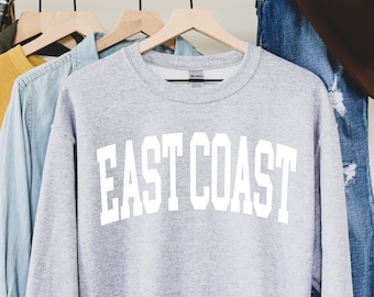 Minimalist East Coast Sweatshirt, East Coast Fan Crewneck Sweatshirt, boho East Coast Sweatshirt, East Coast Gift, College Student gift