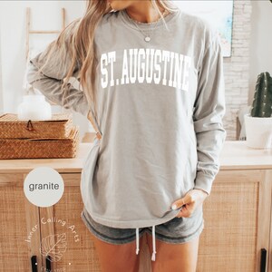 Comfort Colors® Minimalist St Augustine Long Sleeve T-shirt, Florida Fan Crewneck boho florida Shirt st augustine Gift, College Student gift