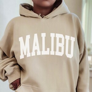 Malibu Hoodie, Boho Malibu Crewneck, Malibu Sweatshirt, Malibu California Shirt, Cute Gift for Her Retro Malibu Beach Sweatshirt, SAND color