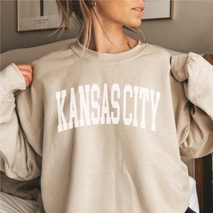 Boho Kansas City Sweatshirt, Kansas City Fan Crewneck Sweatshirt, Vintage Kansas City Sweater, Kansas City Gift College Student, SAND color