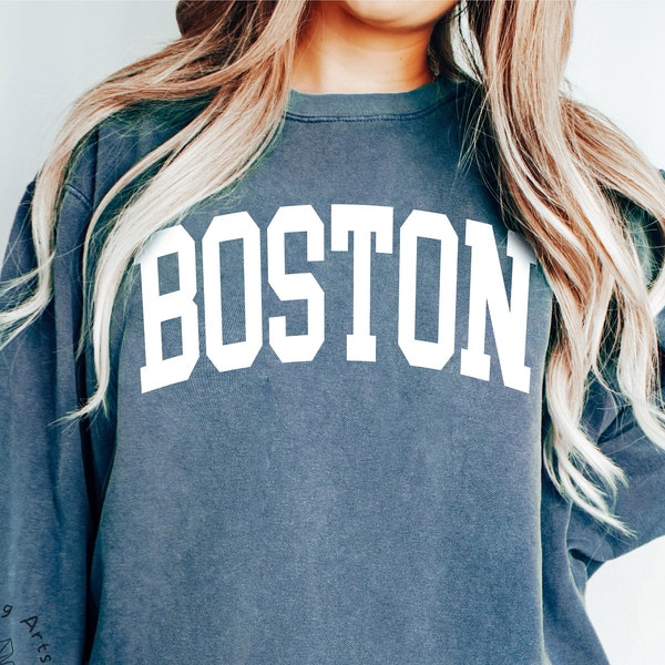 Comfort Colors® BOSTON Sweatshirt, boho classy boston crewneck, Boston Massachusetts Sweatshirt, Massachusetts Sweatshirt