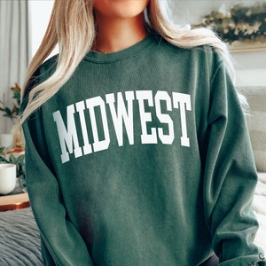 Comfort Colors® MIDWEST Sweatshirt, Boho Vintage Sweatshirt, Loungewear, Custom City, Graphic Tee, Homebody, Work from home, Cozy Sweatshirt