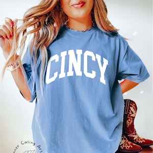 Minimalist Cincy Shirt, Comfort Colors®, Collegiate Text, Cincinnati Sweatshirt, Cincinnati OH Tee, University State Inspired, boho vintage
