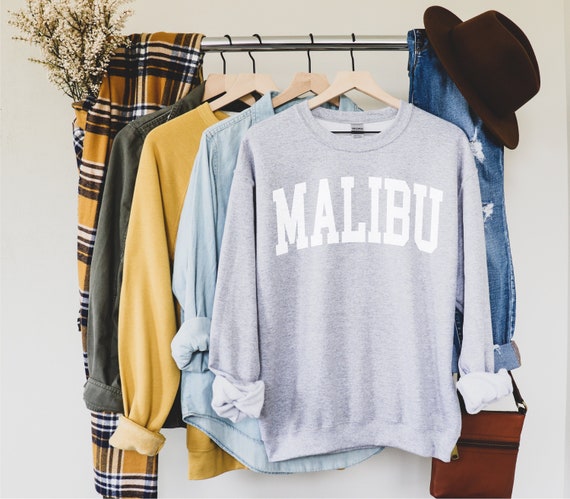 Malibu Sweatshirt Boho Malibu Crewneck Malibu Hoodie Malibu California Shirt Cute Gift for Her Malibu Beach Sweatshirt Retro Sweatshirt Etsy
