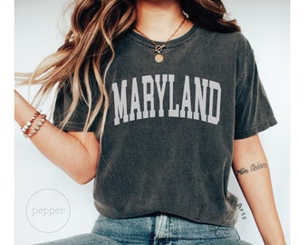 Minimalist Maryland Shirt, Tshirt Tee, Maryland Fan Crewneck Sweatshirt, Vintage Maryland Sweatshirt, Maryland Gift, College Student gift