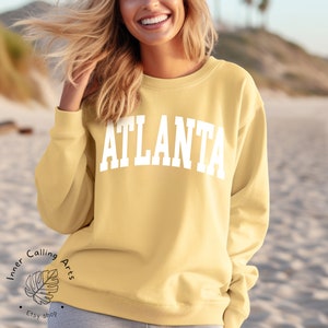 Comfort Colors® Minimalist Atlanta Sweatshirt, Atlanta Fan Crewneck, Vintage Atlanta Sweatshirt, Atlanta Gift, College Student gift, Retro