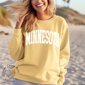 Comfort Colors® Minimalist Minnesota Sweatshirt, Minnesota Fan Crewneck, Vintage Minnesota Sweatshirt, Minnesota Gift, College Student gift