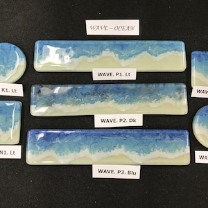 WAVE/OCEAN Fused Glass &quot;by Charlie&quot; Hand Crafted Drawer/Cabinet Pulls & Knobs... Made to Order