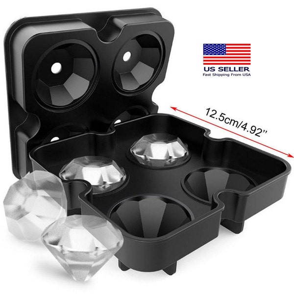 Silicone Deluxe Diamond Ice Cube Mold with 4 Cubes