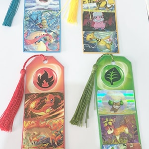 Marcapáginas reciclado de cartas de Pokémon // Marcapáginas laminado hecho a mano