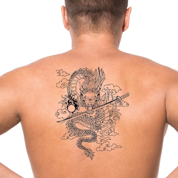 Dragon Temporary Tattoos for Men Dragon Temporary Tattoo Etsy