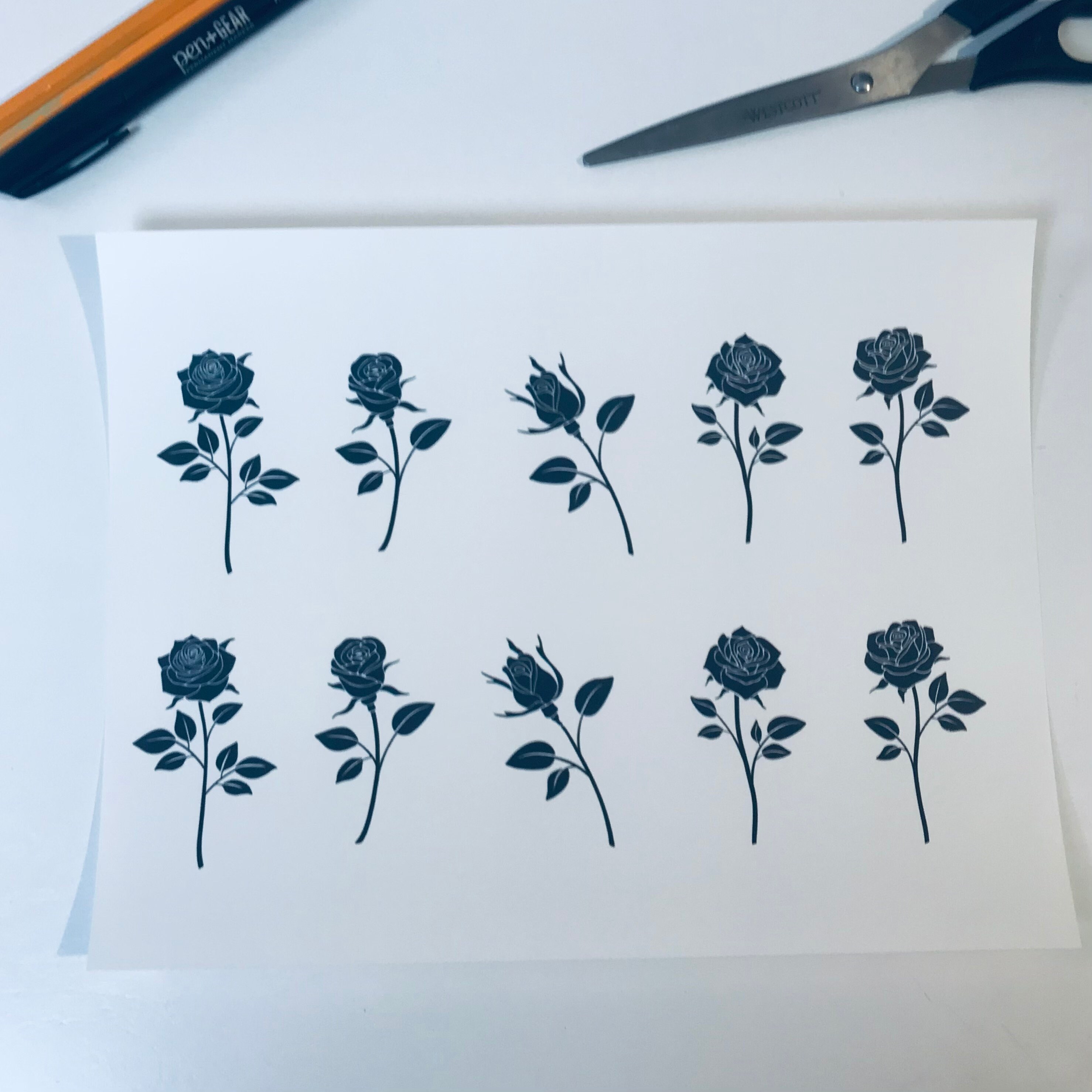 Small Rose Temporary Tattoo Flower Tattoo Floral Tattoo Rose Outline