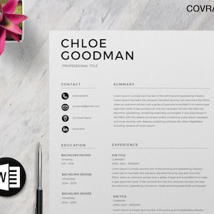 Minimalist & Modern Resume Template for Word | Professional CV | Simple CV Template | Instant Download