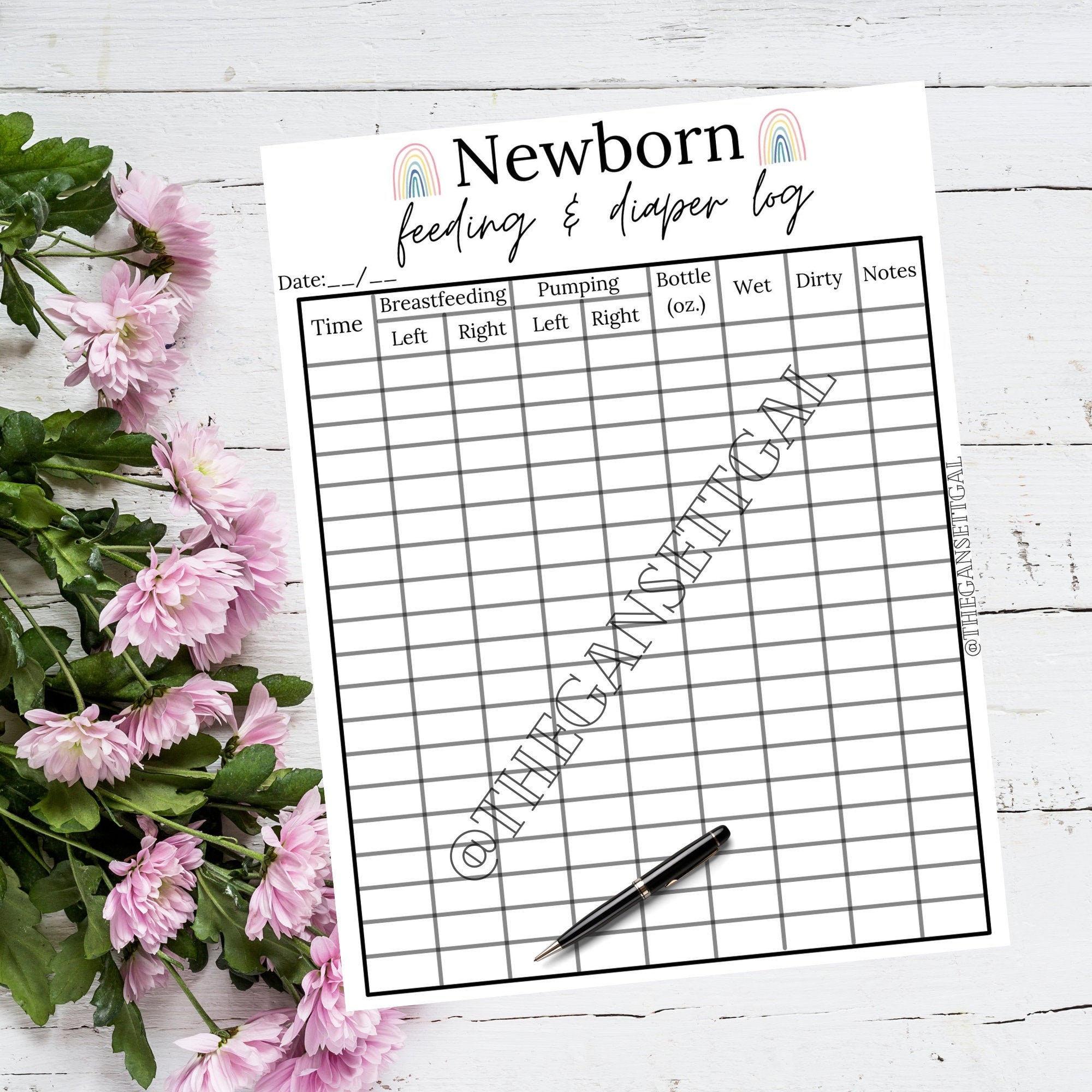 Newborn and Infant Feeding & Diaper Log Digital Download Etsy