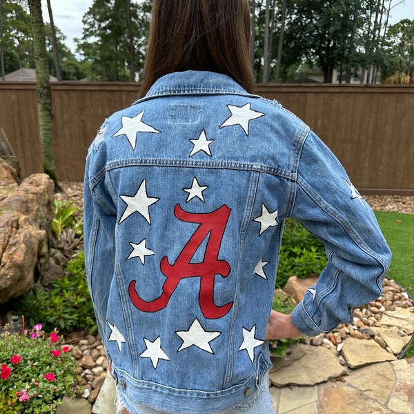 Hand Painted University of Alabama Jean Jacket | made to order