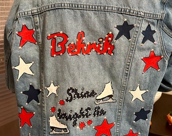 Custom logo hand painted Jean jacket | example | made to order