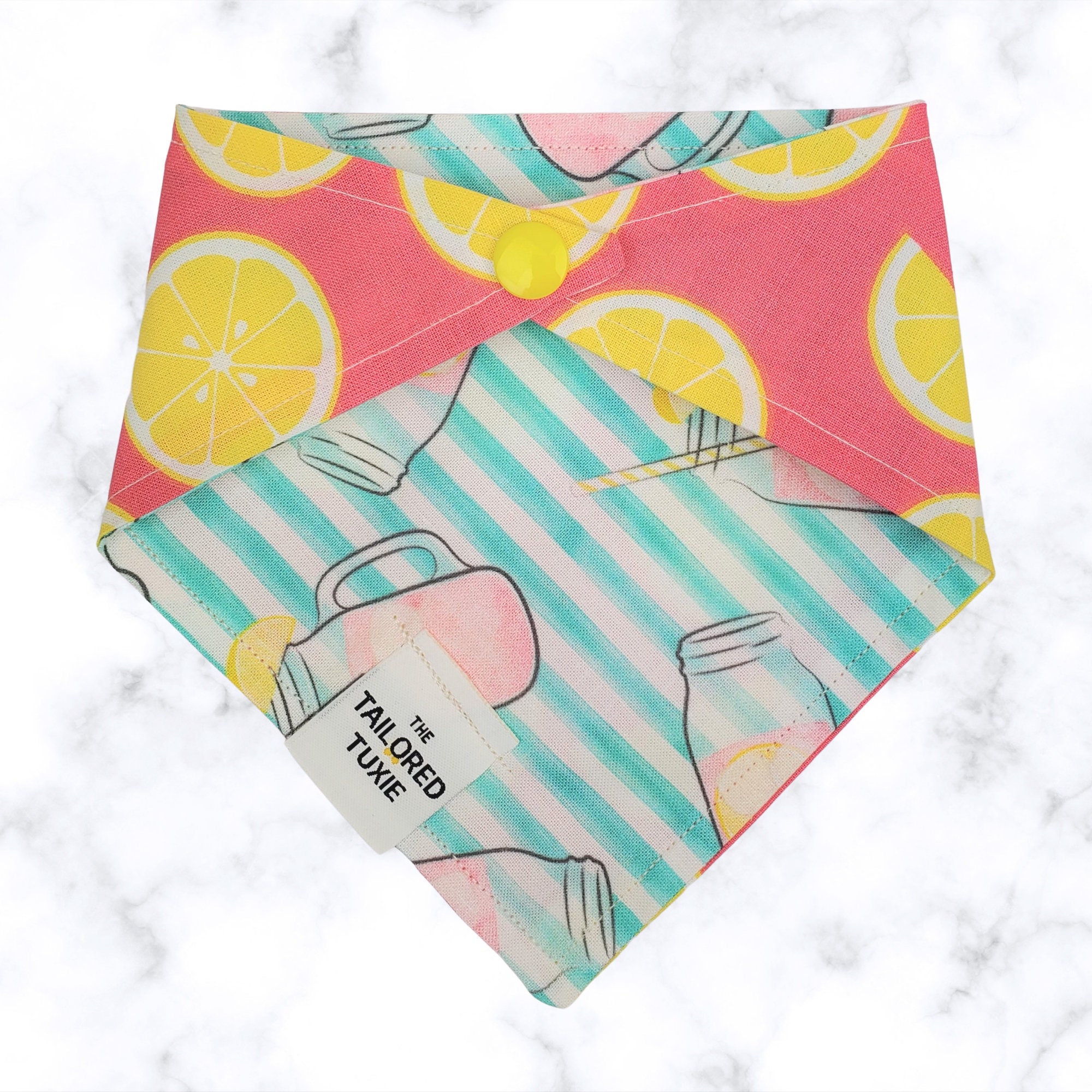 BERRY PINK LEMONADE Reversible Strawberry Pink Lemonade Pet Bandana for