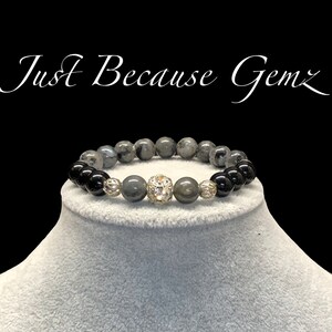 Self-Love, Strength, Protection, Black Onyx, Labradorite, Gemstone Bracelet, Crystal Healing Jewelry, Stacking Bracelet, Sleep Support