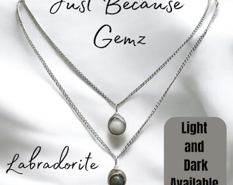 Labradorite Fidget Necklace, Fidget Pendant, Crystal-Healing, Minimalist Jewelry, Anxiety Relief, Gemstone Jewelry Gifted, Bridal Party Gift