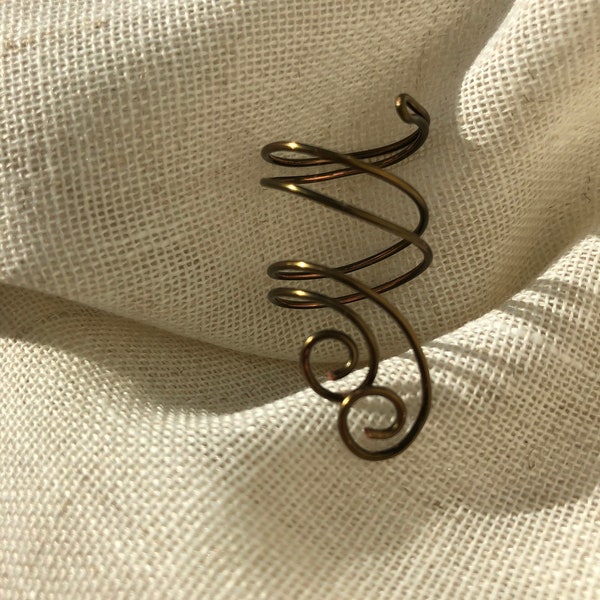 Antique Copper Wire Ring, Wire Wrap Design Ring, Scroll Wire Ring, Swirl Wire Ring, Spoon Ring, Rose Gold Wrap Ring