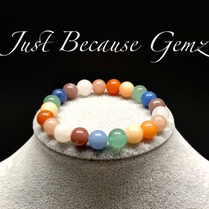 Success, Career, Back to School, College, Moving Out, Multi Color Aventurine Gemstone Beaded Stretch Bracelet, Good Luck Charm, Star Charm