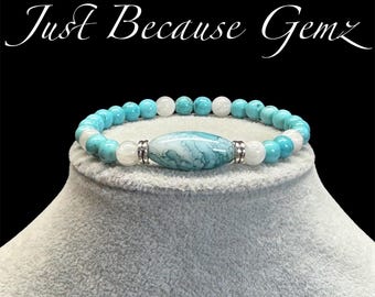 Moonstone Jewelry, Turquoise Gemstone Bracelet, Minimalist Jewelry, Crystal Healing, Boho Jewelry, Bracelet for Women, Gemstone Jewelry