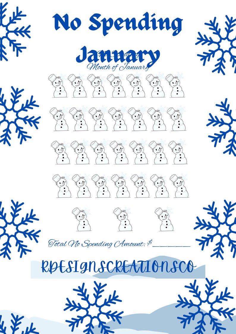 No Spending January Savings Challenge Printable PDF Etsy