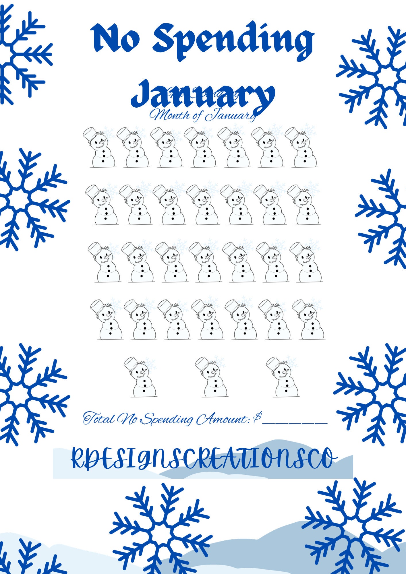 No Spending January Savings Challenge Printable PDF - Etsy