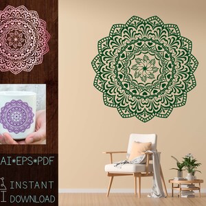 Mandala, monogram, clear mind, vector file, suitable for cutting (vinyl, plywood, laser, ..) Instant download, AI, EPS,