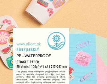 Glossy Waterproof Vinyl Sticker Paper A4 | Inkjet & Laser Printable