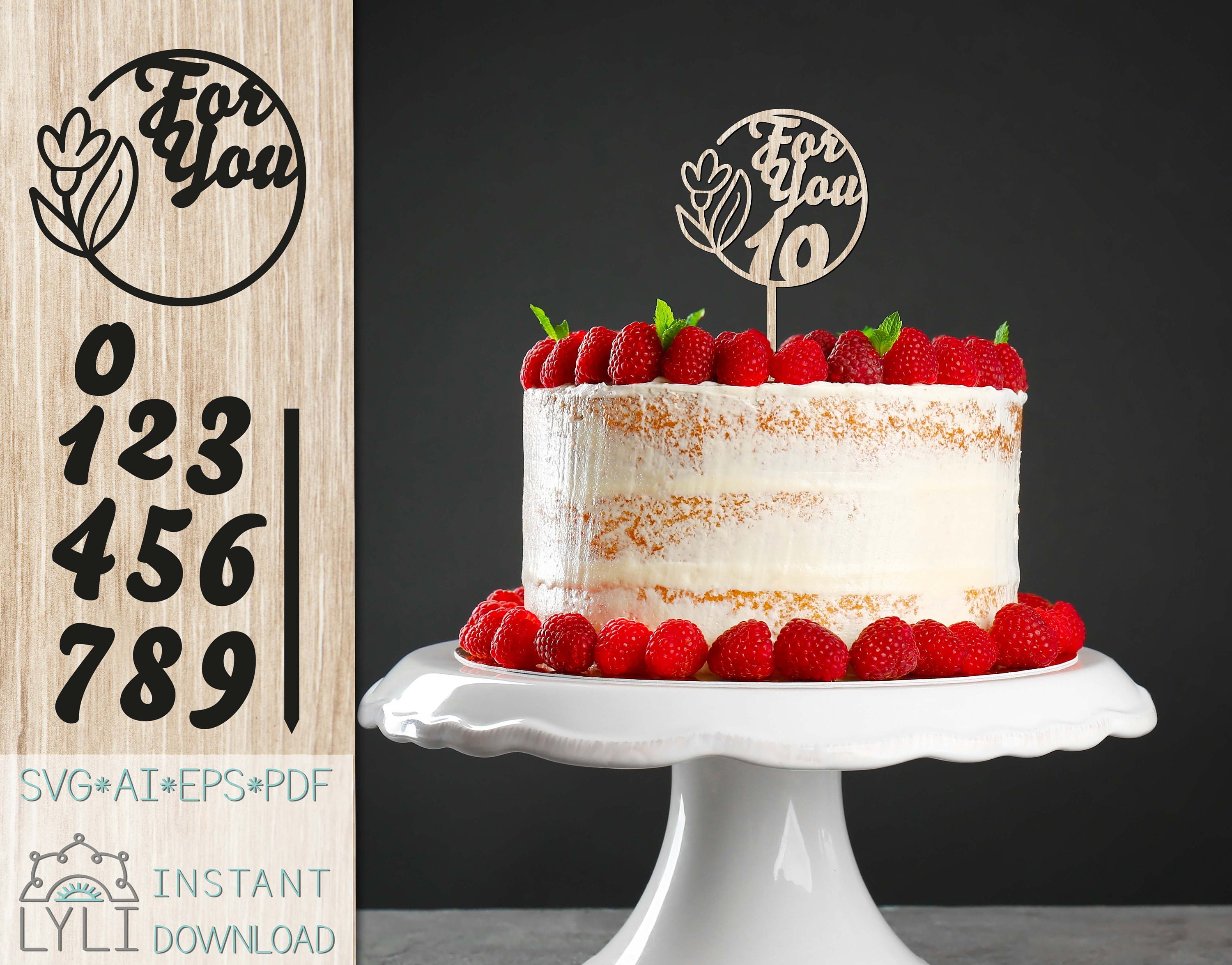 Personalized Cake Topper SVG, Plywood Plexiglass Cutting File (digital ...