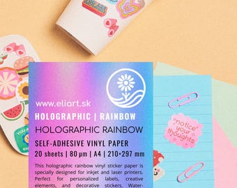 Holographic Rainbow Sticker Paper A4 | Printable Vinyl
