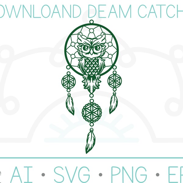 Dream Catcher owl digital download eps, svg, png eps. symbol esoteric, vektor projekt, digital temlate