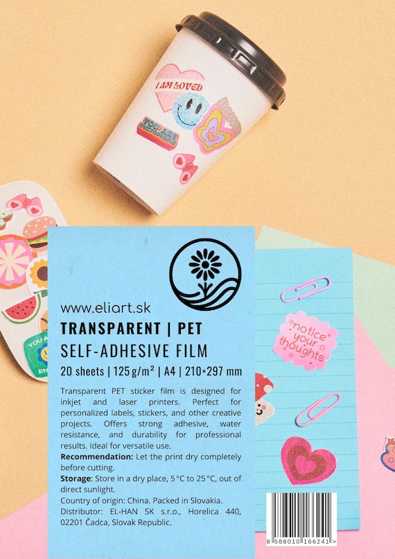 Clear Printable Sticker Paper A4 | Inkjet & Laser PET Film