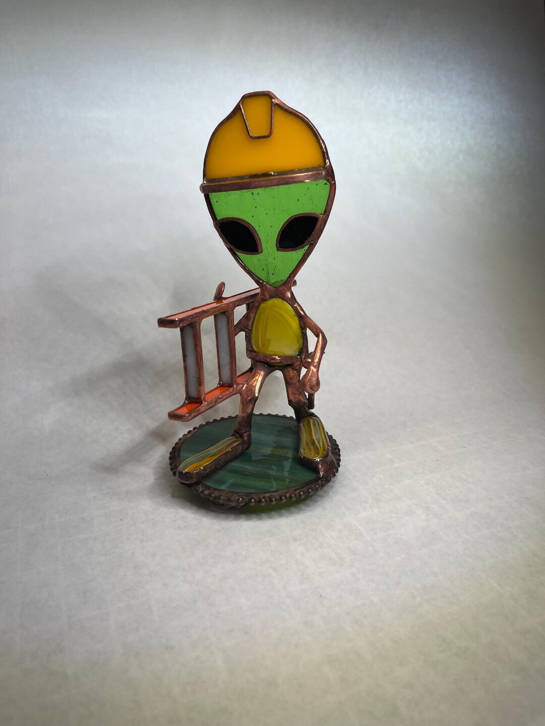 Stained Glass Alien Construction Worker With Ladder - Etsy