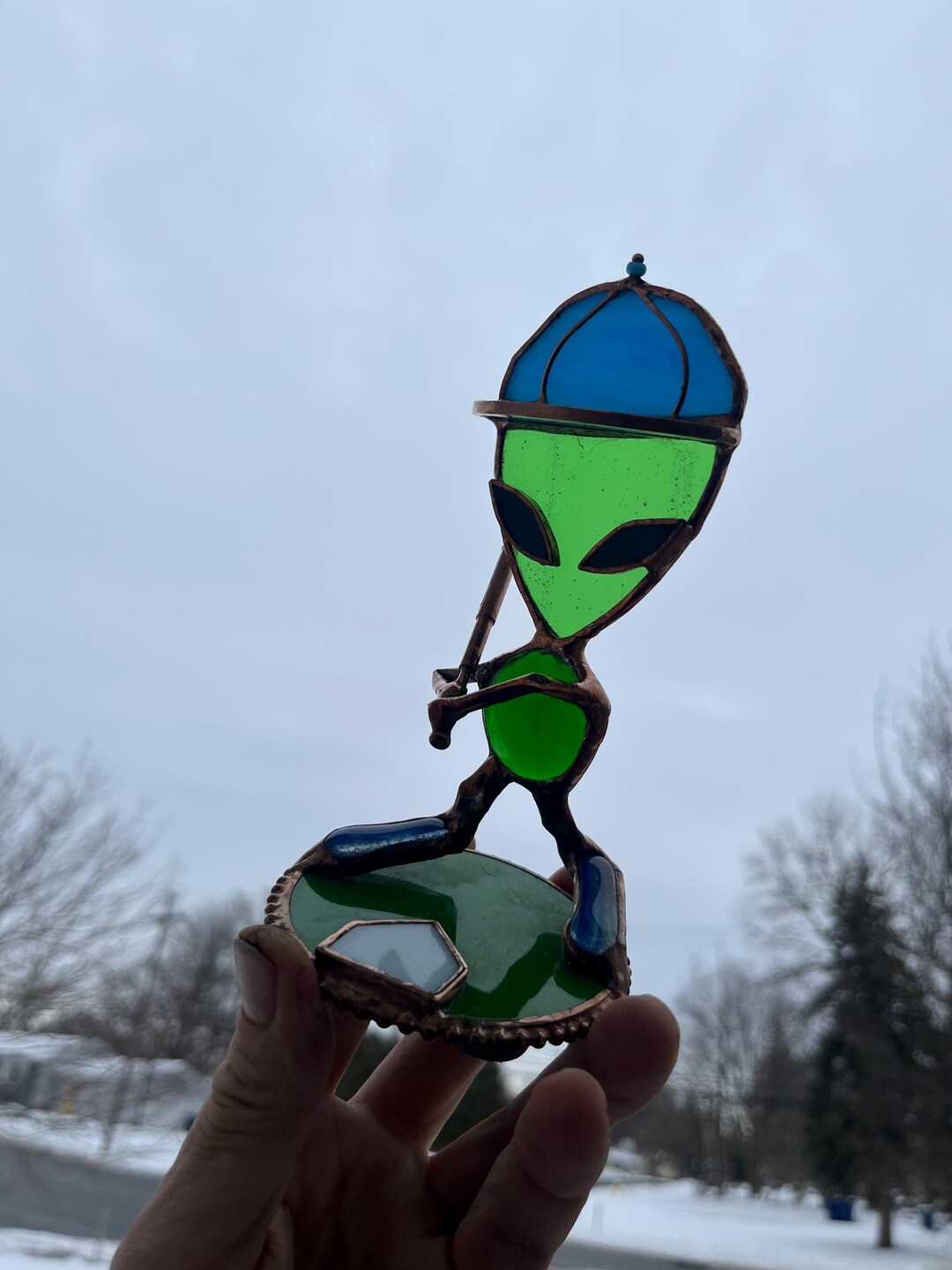 Stained Glass Alien Baseball/softball Player - Etsy