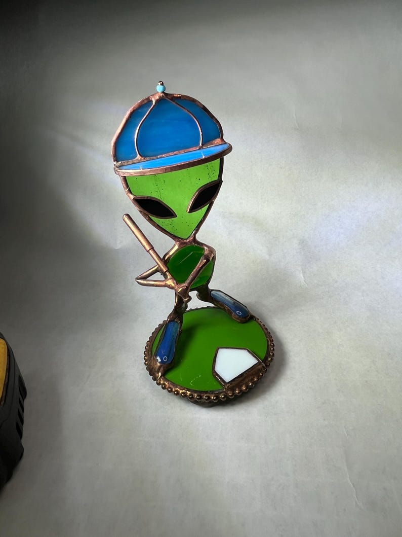 Stained Glass Alien Baseball/softball Player - Etsy