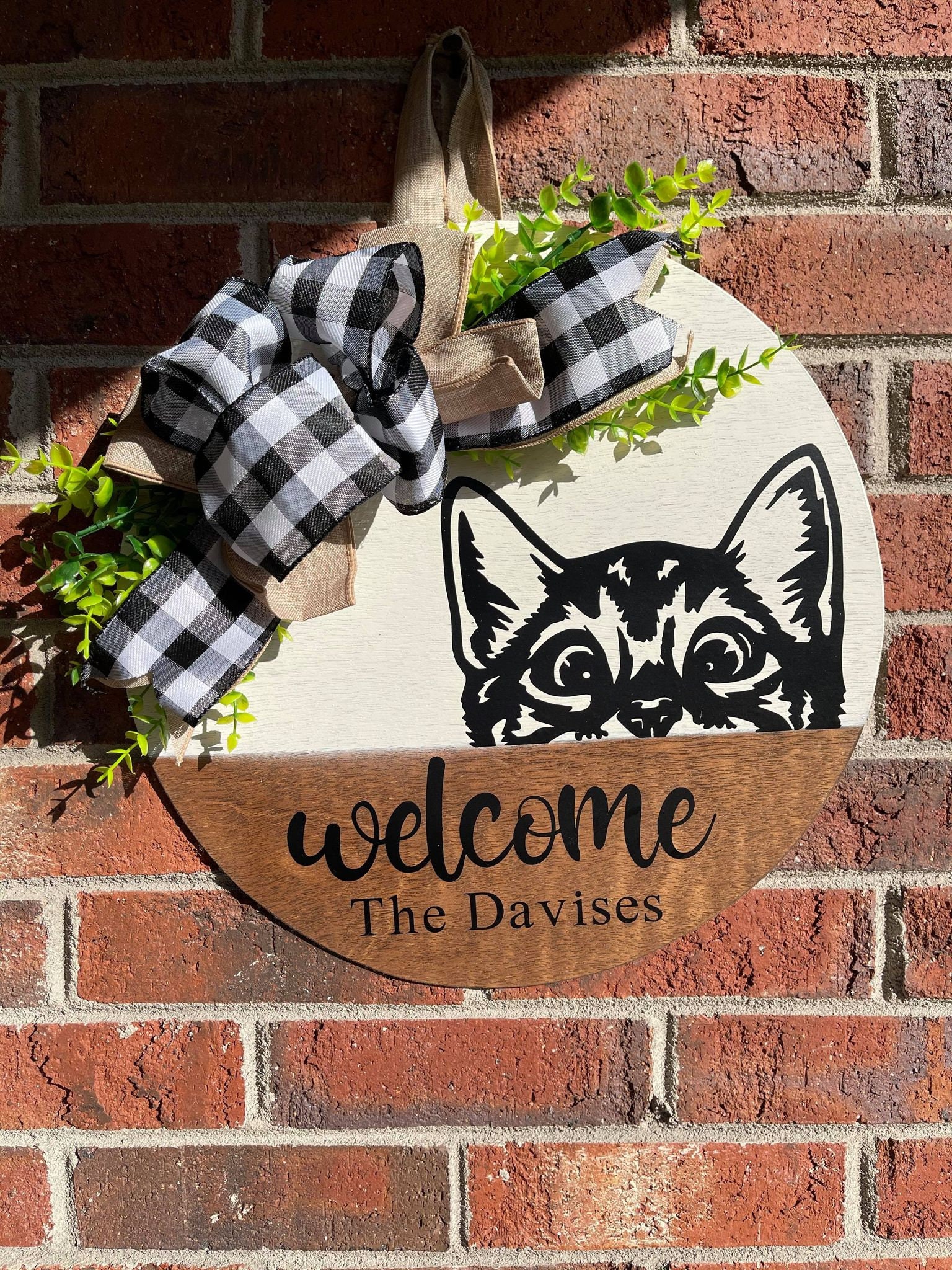 Cat Welcome Door Sign Kitten Wreath Cat Dog Custom Pet Custom