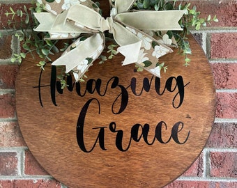 amazing grace wreath metalaluminum sign #501 wreath attachment wreath supplies 13x9\u201d Church