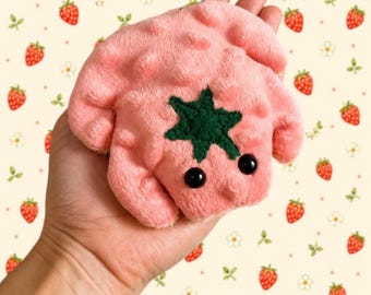 Strawberry Weighted Beanie Frog, Handmade