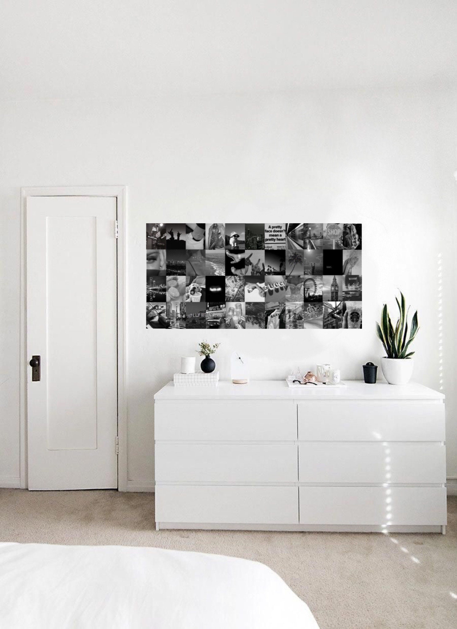 Black and white wall collage kit wall collage bad bitch | Etsy